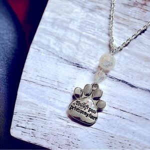 Memorial necklace You Left Paw Prints my Heart silver dog necklace keepsake